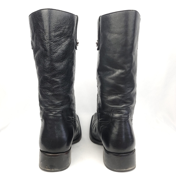 Cole Haan Lenox Leather Steel Toe Square Pull-On Tall Riding Boots US9-9.5 Black - Picture 3 of 12